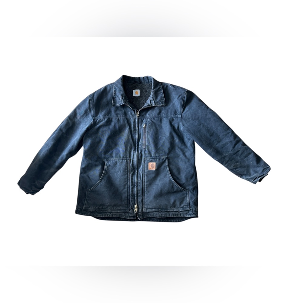 Vintage Carhartt Men’s Black Sherpa Lined Canvas Work Jacket Sz XL - Chore Coat - Picture 4 of 15